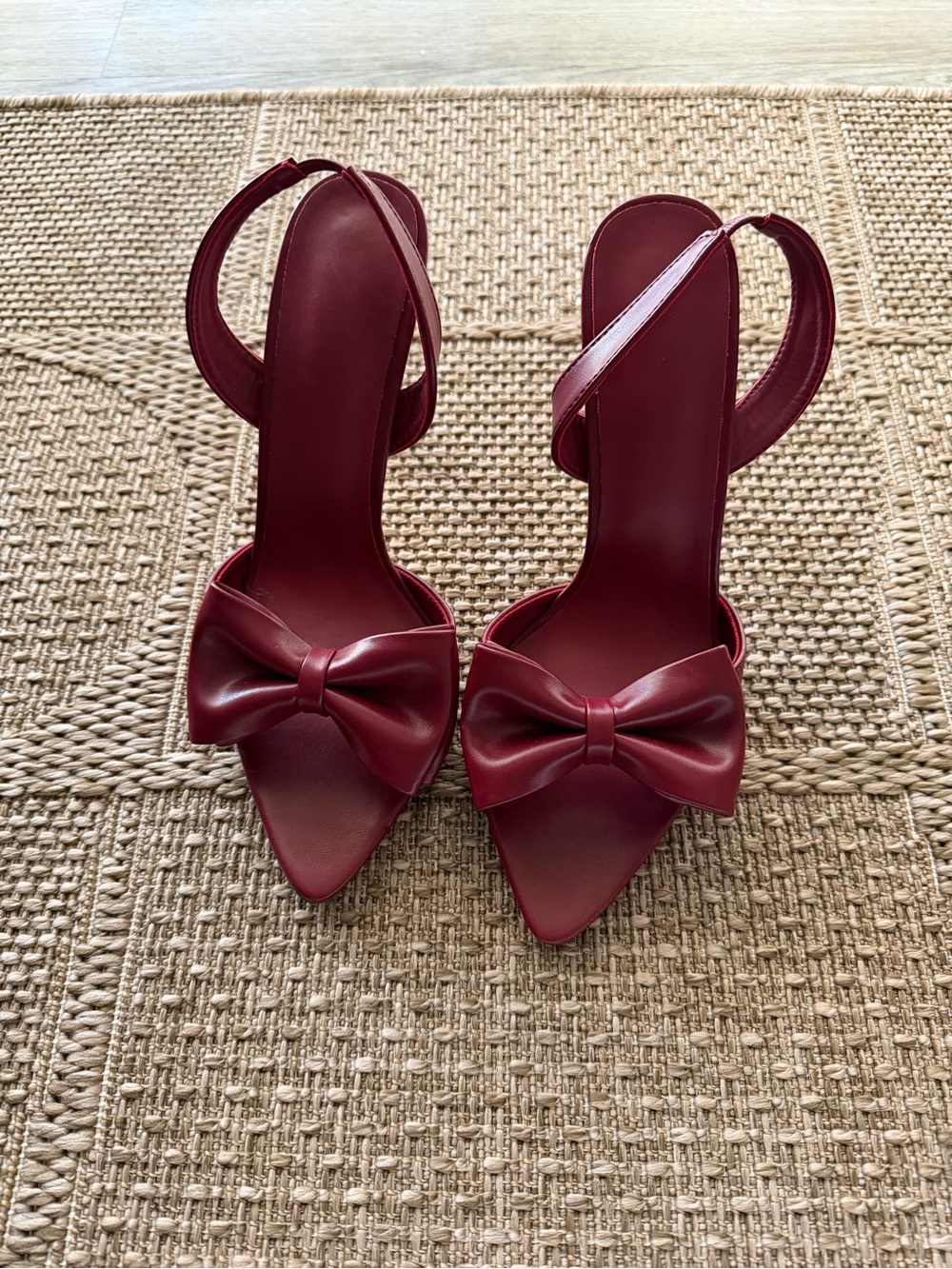 Pointed Red Bow Slingback Heels for Women